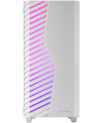 MARS GAMING Boitier Moyen Tour ATX MC-Volt RGB avec panneau vitr&eacute; (Blanc)