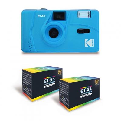 KODAK Pack M35 Bleu - Appareil Photo Argentique 35mm + 2 Pellicules Couleur GT24