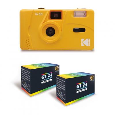 KODAK Pack M35 Jaune - Appareil Photo Argentique 35mm + 2 Pellicules Couleur GT24