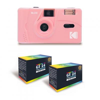 KODAK Pack M35 Rose - Appareil Photo Argentique 35mm + 2 Pellicules Couleur GT24