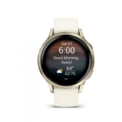 GARMIN Venu 4 beige et lunar Gold - bracelet silicone ivoire - 41mm