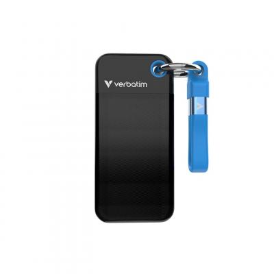 VERBATIM  Pocket SSD 2 To USB Type-C 3.2 Gen 2 (3.1 Gen 2) Noir, Bleu