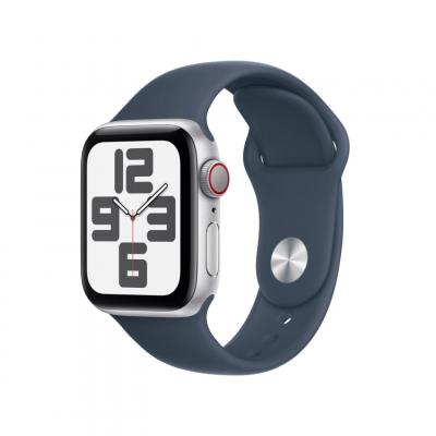 Apple Watch SE GPS + Cellular (2023) (Argent - Bracelet Sport Band Bleu orage) - 40 mm - Taille M/L