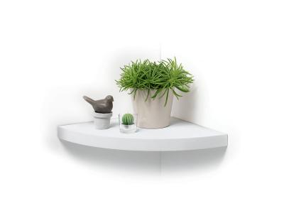 Etag&egrave;re d'angle flottante en bois - Blanc - L 25 x l 25 cm