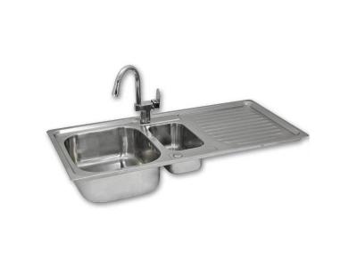 Kukoo - &Eacute;vier de Cuisine en Acier Inoxydable 105cm x 50cm et Robinet Confetti