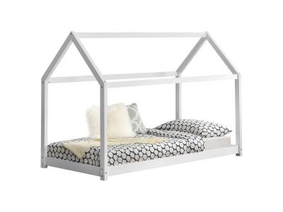 EN.CASA Lit Enfant Design Maison Netstal Bois Blanc 90 x 200 cm Blanc []