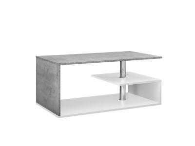 Table Basse Haarlem 90 x 50 x 41 cm Blanc Effet B&eacute;ton [en.casa]