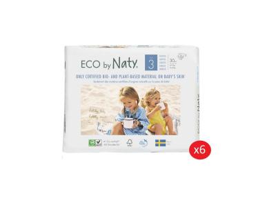  NATY - Lot de 6 paquets de couches Taille 3 Midi 4-9 kg 30 pcs