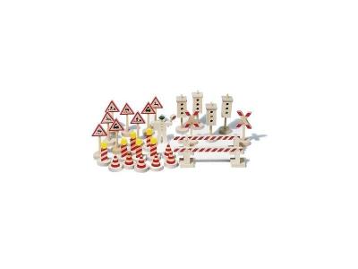 GOKI Toys Pure - 29 signaux routiers en bois