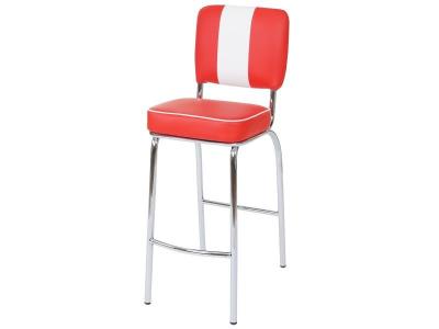 Lot de 2 tabourets de bar Avellino - design r&eacute;tro ann&eacute;es 50 - similicuir rouge/blanc