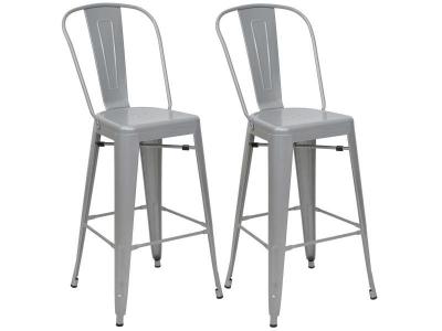 2x tabouret de bar HWC-A73 m&eacute;tal design industriel gris 