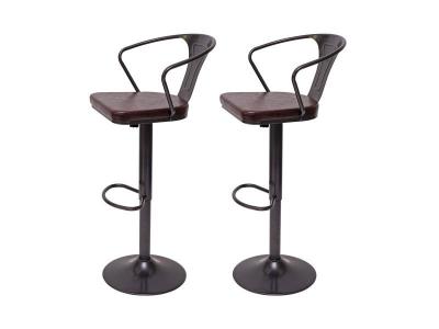 Mendler Tabourets HWC-H10b - 2x Noir-Marron