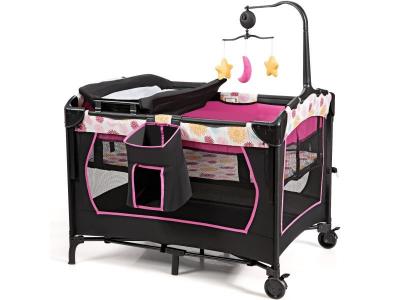 DECOSHOP26  Lit parapluie b&eacute;b&eacute; 3 en 1 - Rose