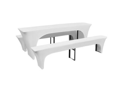 DECOSHOP26 D&eacute;coshop26 - 3 Nappe pour table de brasserie et bancs extensible blanc 70 cm - blante