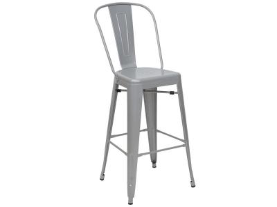 HW - 4x tabouret de bar C-A73, chaise de comptoir avec dossier, m&eacute;tal, design industriel - gris