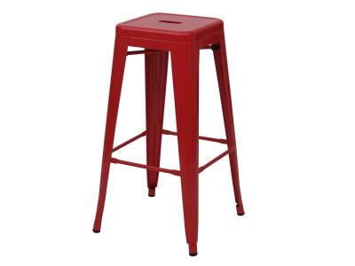 Mendler 4x tabouret de bar HWC-A73, chaise de comptoir, m&eacute;tal, empilable, design industriel ~ rouge