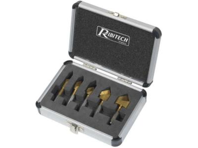 RIBIMEX Lot de 5&nbsp;ciseaux plaqu&eacute; titane 6/10/13/16/19&nbsp;mm dans un coffret en aluminium