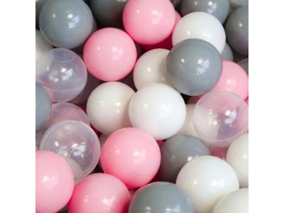 MONSIEUR BEBE Lot de 5 sacs de 100 balles de jeu ou de piscine 5,5 cm - Rose, gris, blanc et transparent -