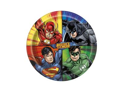 JUSTICE LEAGUE  9 pouces assiettes en papier de d&icirc;ner [8] par paquet