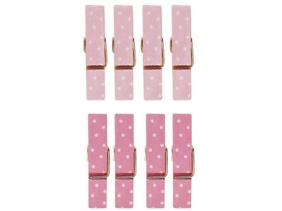 PW INTERNATIONAL 8 mini pinces &agrave; linge aimant&eacute;es rose 3,5 cm 103673