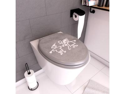 GALEDO Homemaison - Abattant wc imprim&eacute; les loulous Gris 47 x 38 cm - Gris