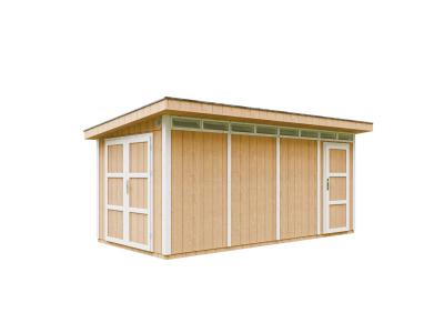 TIMBELA Abri de Jardin Qualit&eacute; Premium 8.52+2.95 m&sup2; - Kit tout compris avec sol, tuiles bitumineuses, set de peinture-Construction de Panneaux LP Smartside- Cabane de Jardin  M905C HARVEST