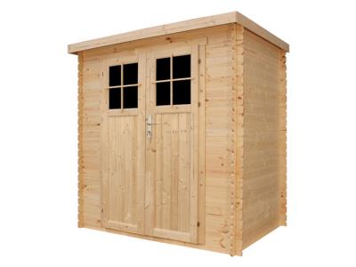 TIMBELA Abri de jardin en bois - H200 x l239 x L142 cm / 2.63 m2 AVEC SOL TRAIT&Eacute; -  M310F+M310G