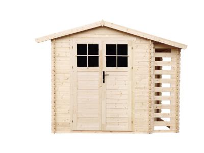 TIMBELA  M386F Abri de jardin en bois et range b&ucirc;ches AVEC SOL TRAIT&Eacute;