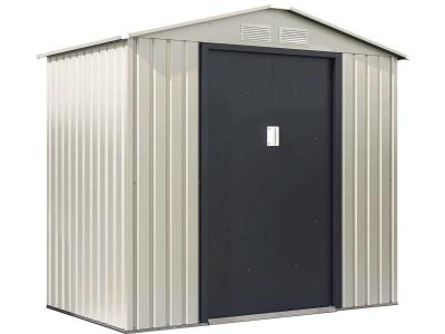 HABITAT ET JARDIN Abri de jardin m&eacute;tal ""Nebraska"" - 4.07 m&sup2; - Beige-Gris anthracite