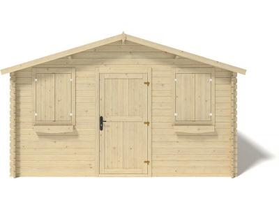 ALTANKA Abri de jardin en bois - 16m2 - 4x4m - Ep. 28mm - Couleur: naturel