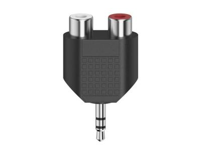 HAMA Adaptateur audio court, jack st&eacute;r&eacute;o m&acirc;le 3,5 mm, 2 fiches rca femelles
