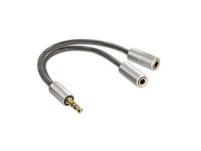 HAMA Adaptateur compact ""aluline"", jack 3,52mm m&acirc;le - 2 jacks 3,52mm femelles