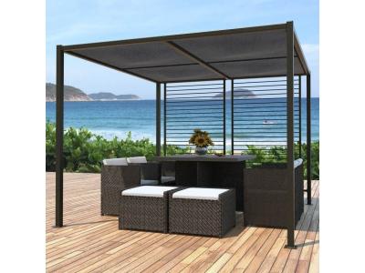 CONCEPT USINE Pergola 4 toiles coulissantes 3x3m gris & taupe agra - Gris