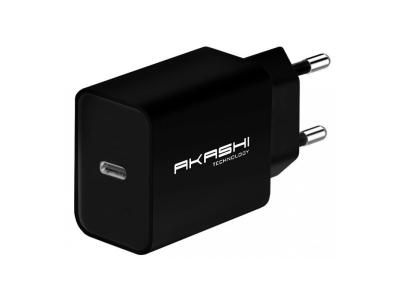 AKASHI Chargeur Secteur Usb-c Power Delivery 20w Format Compact  Noir