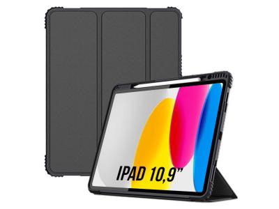 AKASHI Etui Antichoc pour iPad 10 2022 Support Vid&eacute;o Clapet Magn&eacute;tique Noir