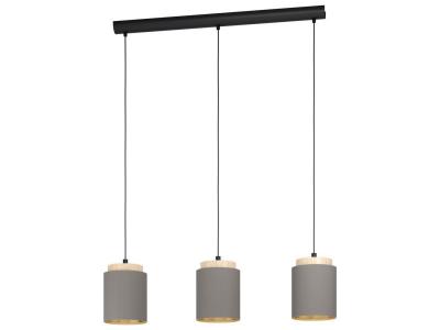 EGLO Albariza Plafonnier Suspendu &Agrave; 3 Lampes &Agrave; Barre Droite Noir, Marron