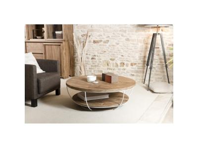 Table basse double plateau en teck recycl&eacute; HEZO