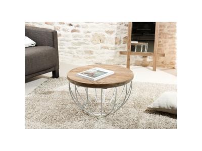 Table basse en teck recycl&eacute; - Blanc