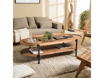 MACABANE ALIDA - Table basse ovale 2 niveaux plateau amovible