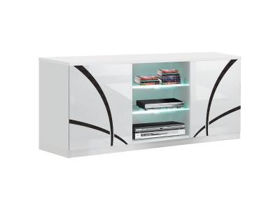 ALTOBUY ALYSSA - Meuble TV 2 Portes Laqu&eacute; Brillant Blanc - 