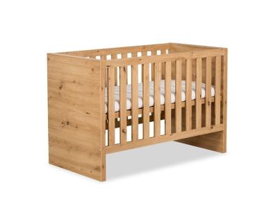 MONMOBILIERDESIGN AMELIA Lit b&eacute;b&eacute; &eacute;volutif avec barri&egrave;re de s&eacute;curit&eacute; 120X60 Ch&ecirc;ne