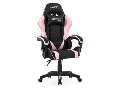AMSTRAD  ULTIMATE-PINK Fauteuil / Chaise de bureau Gamer coloris noir & rose - coussin lombaire & appuie t&ecirc;te