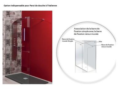 AYOR Aqua+ - Barre de fixation retour murale pour paroi de douche &agrave; l'italienne