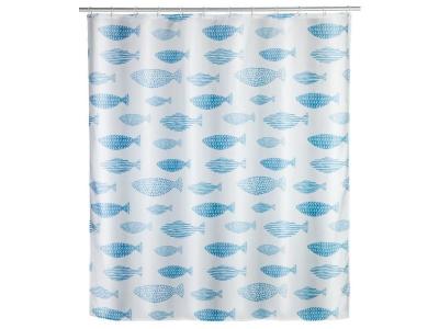 WENKO Rideau de douche design marin Aqua - Polyester - 180 x 200 cm - Blanc