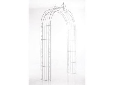 DECOSHOP26 Arche &Agrave; Rosiers Pour Jardin Rev&ecirc;tue De Fer Hauteur 260 Cm Blanc Vieilli Mdj10117