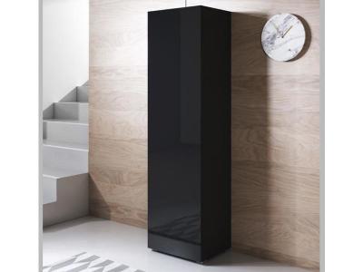 Armoire Murale - LUKE V4 - 1 porte - Noir Finition brillante - 4 compartiments