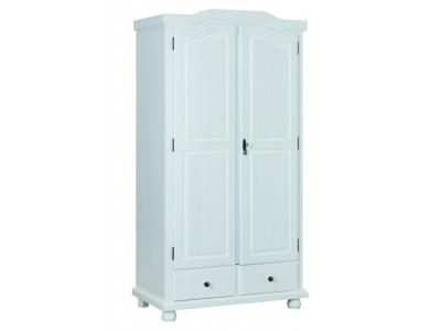 Armoire 2 portes et 2 tiroirs en pin massif blanc - dim : 56 x 104 x 198 cm -pegane-