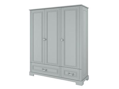 Armoire 3 portes 2 tiroirs ines - gris