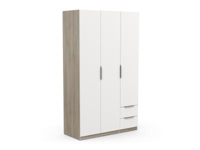 Armoire 3 portes - GHOST - Blanc et Ch&ecirc;ne - 119,4 x 51,1 x 203 cm -