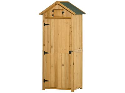 OUTSUNNY Armoire abri de Jardin -  - 3 &eacute;tag&egrave;res - Toit Pente bitum&eacute; - Sapin trait&eacute; lasur&eacute;
